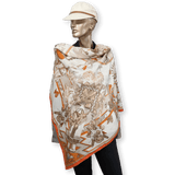 HERMES 2004 Orange Kachinas by Oliver Kermit Oliver Cashmere Shawl 140 x 140 cm