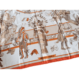 HERMES 2004 Orange Kachinas by Oliver Kermit Oliver Cashmere Shawl 140 x 140 cm