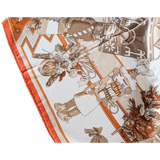 HERMES 2004 Orange Kachinas by Oliver Kermit Oliver Cashmere Shawl 140 x 140 cm