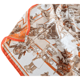 HERMES 2004 Orange Kachinas by Oliver Kermit Oliver Cashmere Shawl 140 x 140 cm