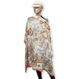 HERMES 2004 Orange Kachinas by Oliver Kermit Oliver Cashmere Shawl 140 x 140 cm