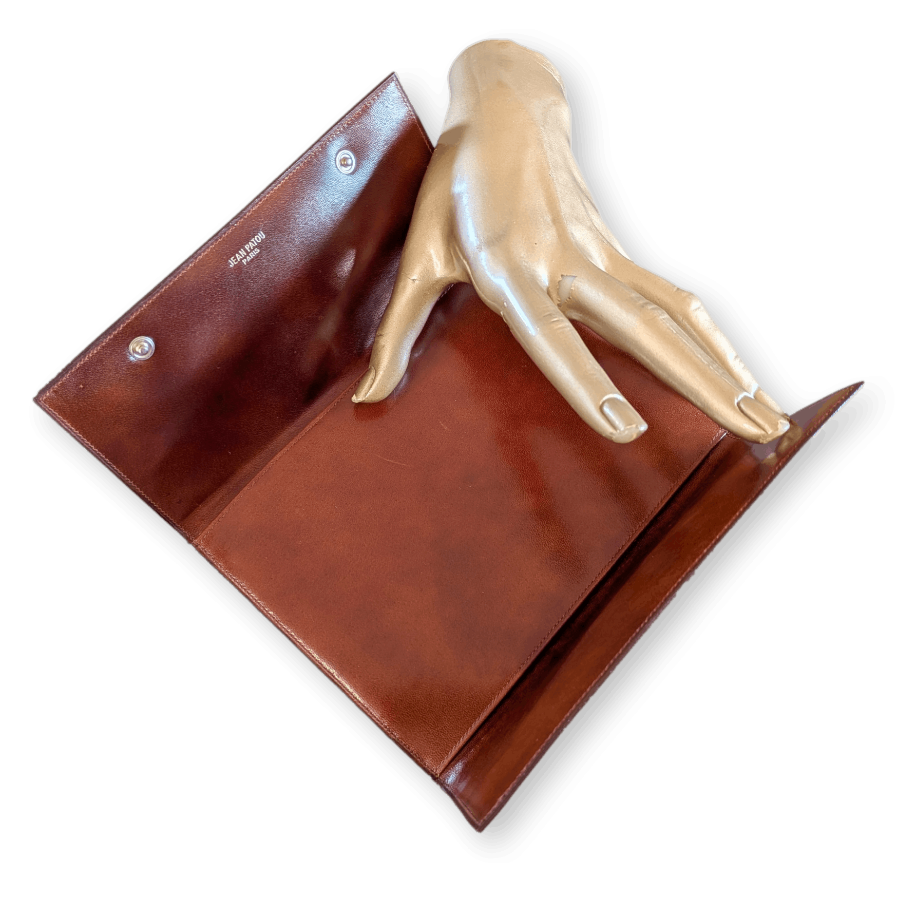 JEAN PATOU Paris Embossed Varan Leather Document Wallet Portfolio 1960s Rare
