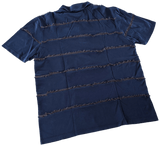 LANVIN Men's Navy Frayed Buttoned Polo Shirt, SzXXL