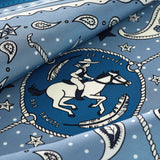 VIN HERMES Le Rodeo des Fruits Bandana 55 Bleu Jean Marine Blanc Twill Silk Scarf