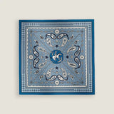 VIN HERMES Le Rodeo des Fruits Bandana 55 Bleu Jean Marine Blanc Twill Silk Scarf