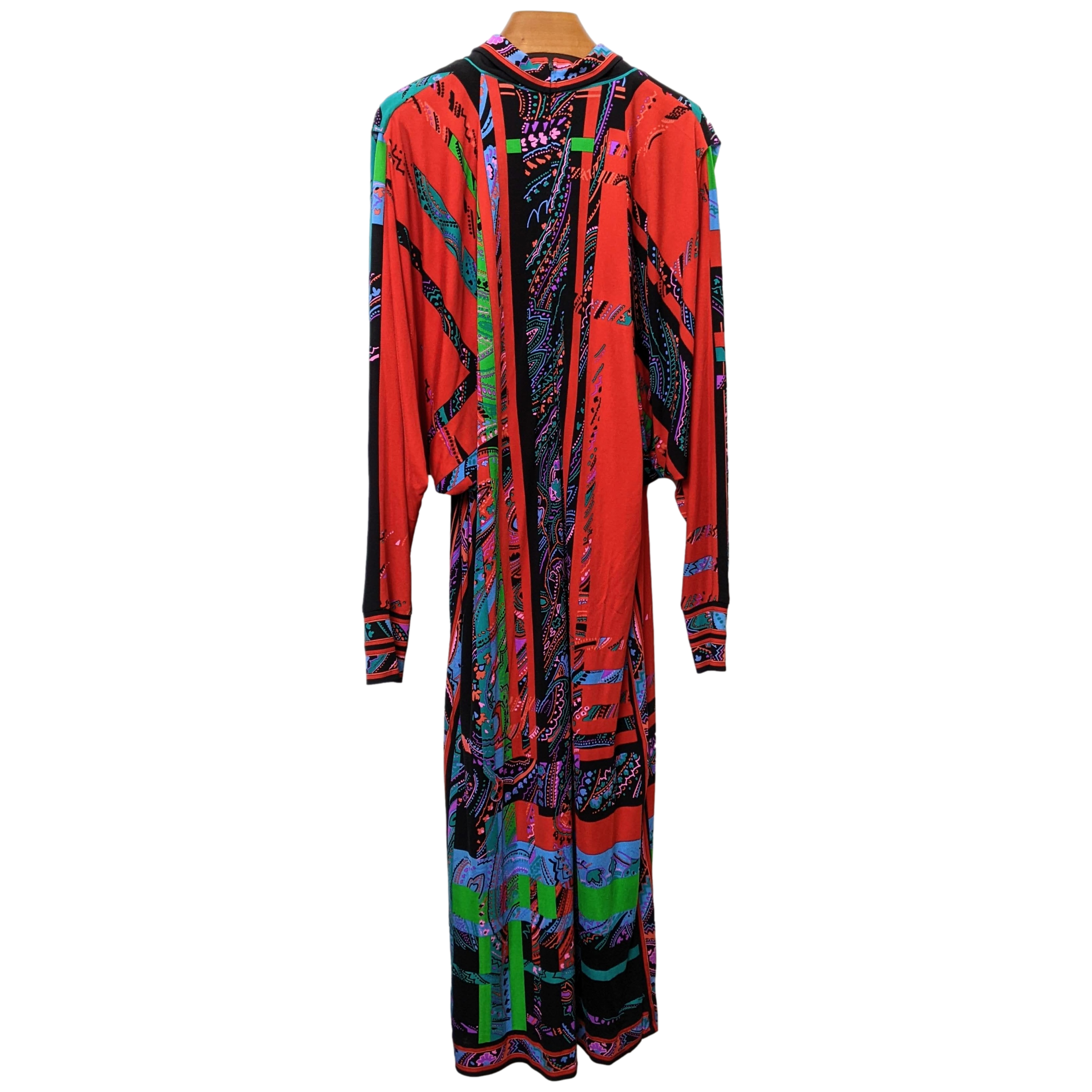 LEONARD Couture 1960s-1970s Jersey Of Silk Dress SzS/M
