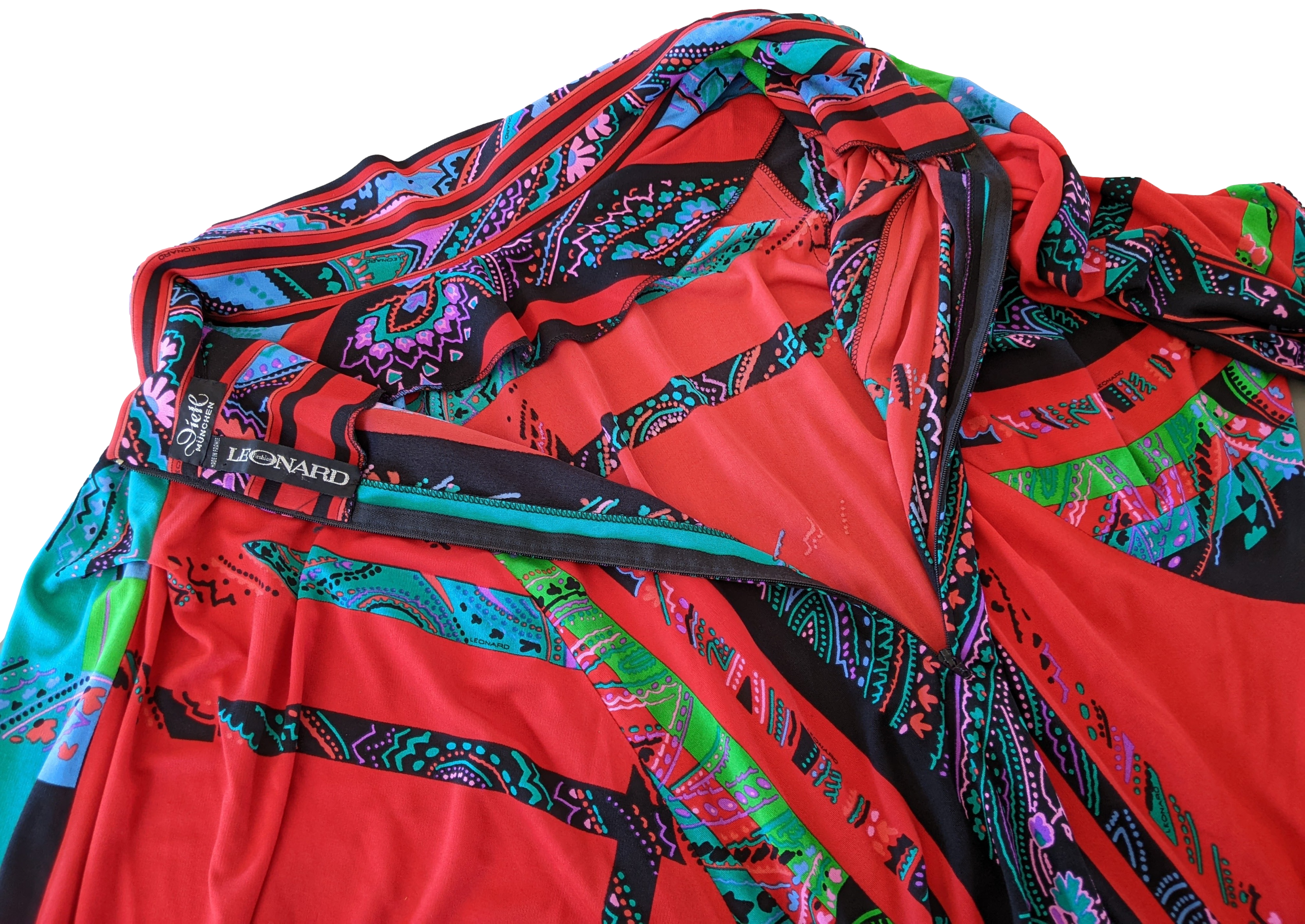 LEONARD Couture 1960s-1970s Jersey Of Silk Dress SzS/M