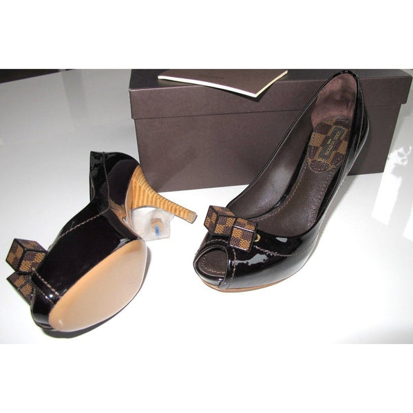 Louis Vuitton Damier St Honore Open Toe Pump Women Shoes, NIB! - poupishop