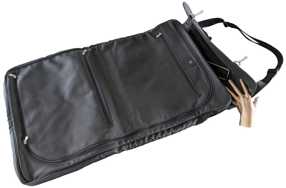 Louis Vuitton Noir/Vert Taiga Leather Brushed Metal " Portable Gibeciere " Garment Travel Bag GM
