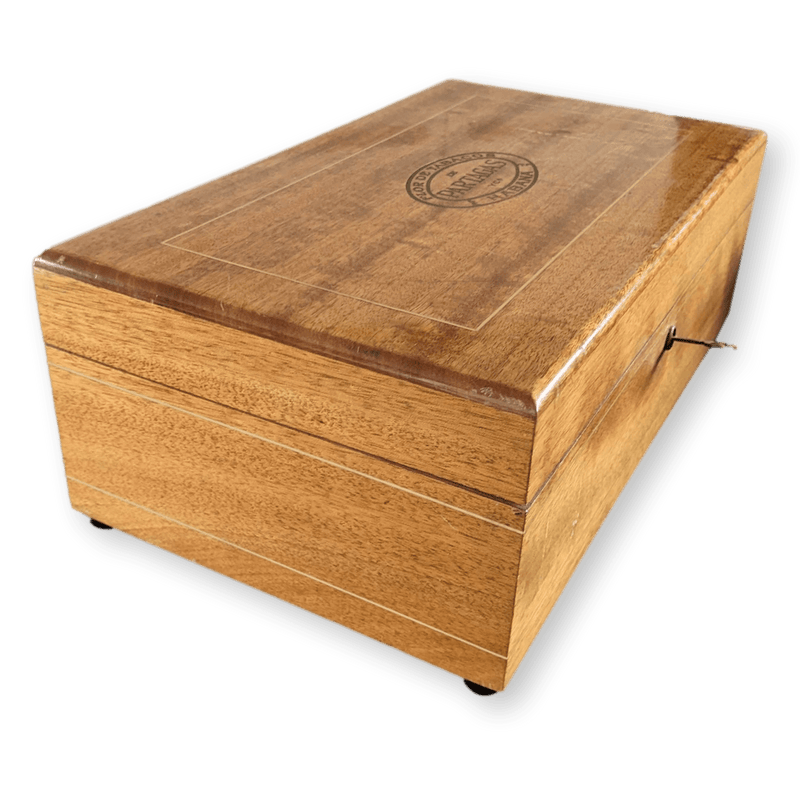 PARTAGAS Vintage Blond Wood "Assorted Humidors" Boite à Cigares with Key, Made in Cuba