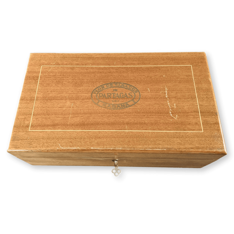 PARTAGAS Vintage Blond Wood "Assorted Humidors" Boite à Cigares with Key, Made in Cuba