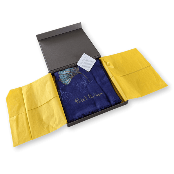 PATEK PHILIPPE Blue Ginkgo Biloba 100% Woven Cashmere