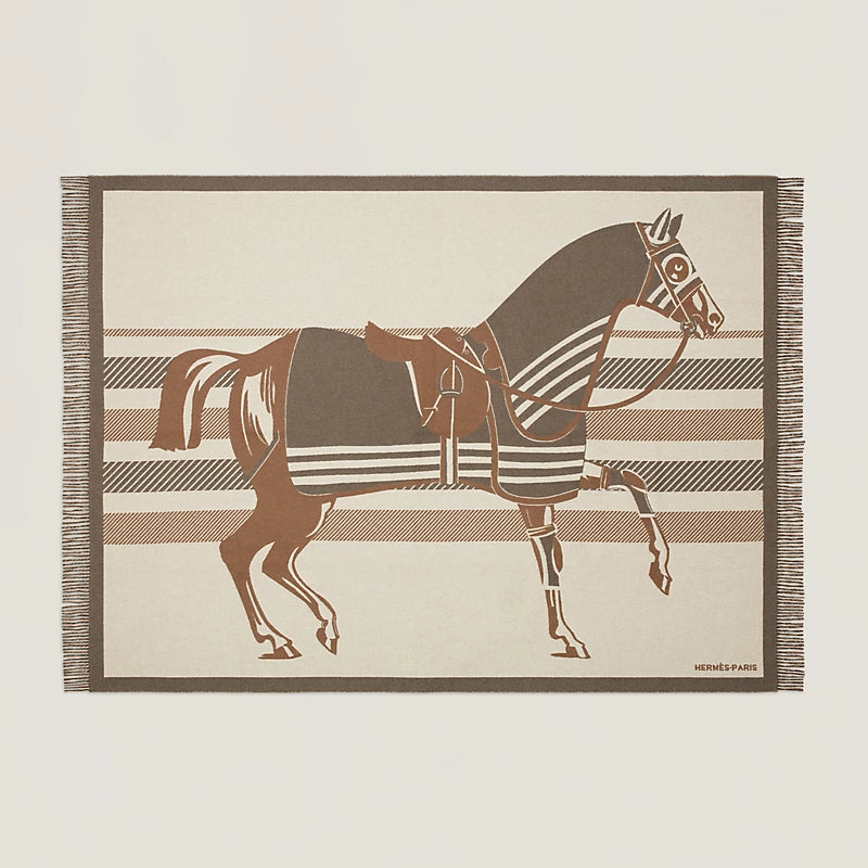 HERMES Cheval a la caouverture Brun plaid 39