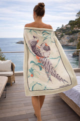 HERMES Parakeet Motif Beach Towel GM 90 x 150 cm