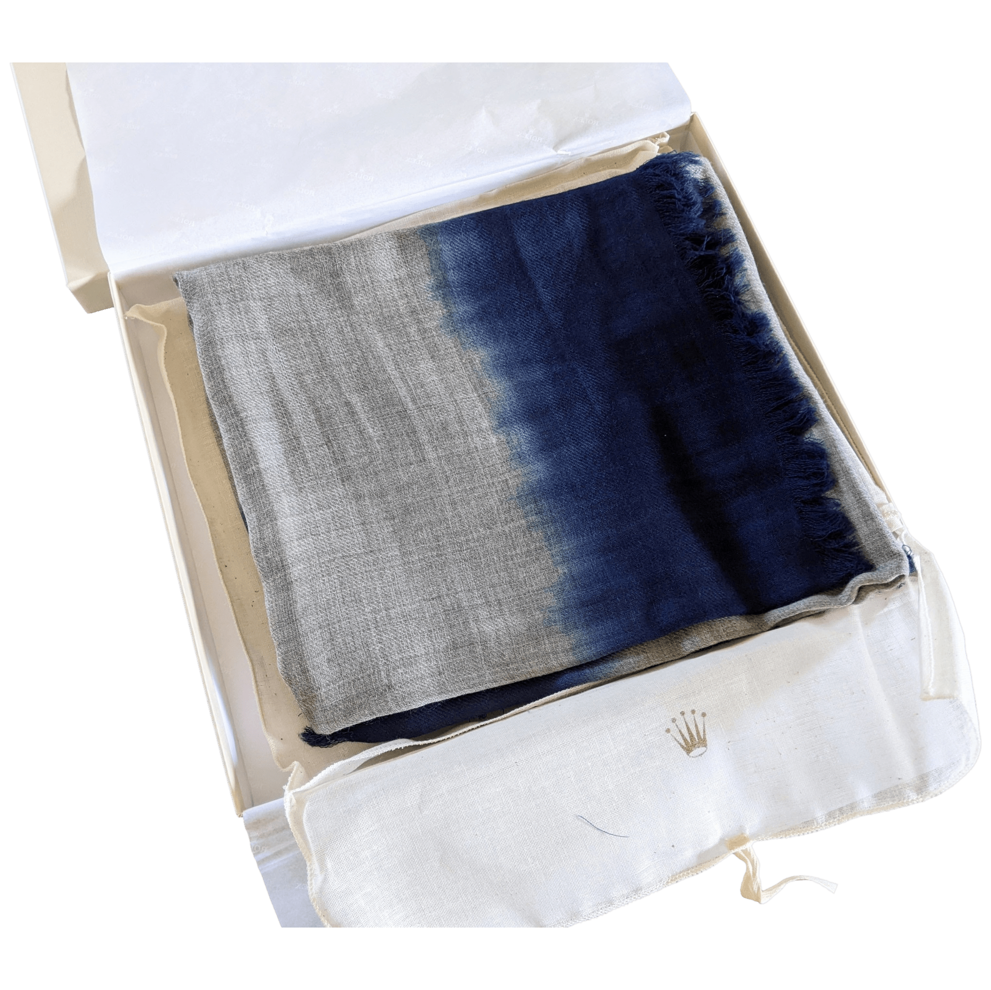 ROLEX Ink Blue/Pearl Grey Wool/Silk Stole Shawl for VIP