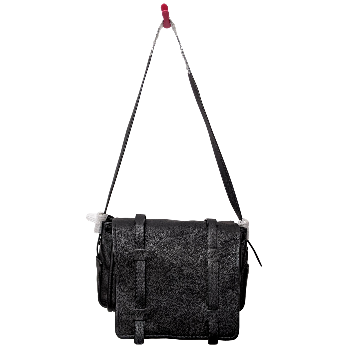 Produits Van Astyn Noir Grained Calfskin Courrier Messenger Bag GM 38 cm,