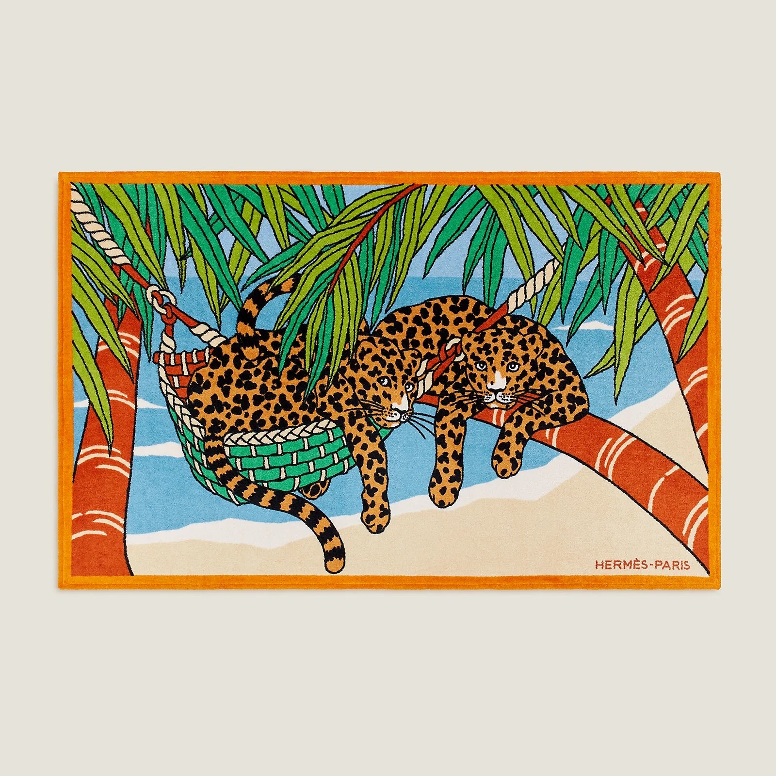 HERMES Leopards Tapis de Plage Terry Beach Towel 90 x 150 cm, New!