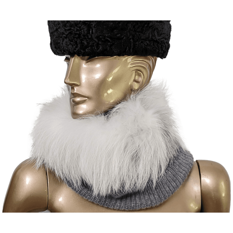 YVES SALOMON Grey Cashmere / Fox Fur Tour de Cou