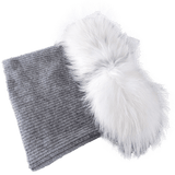 YVES SALOMON Grey Cashmere / Fox Fur Tour de Cou