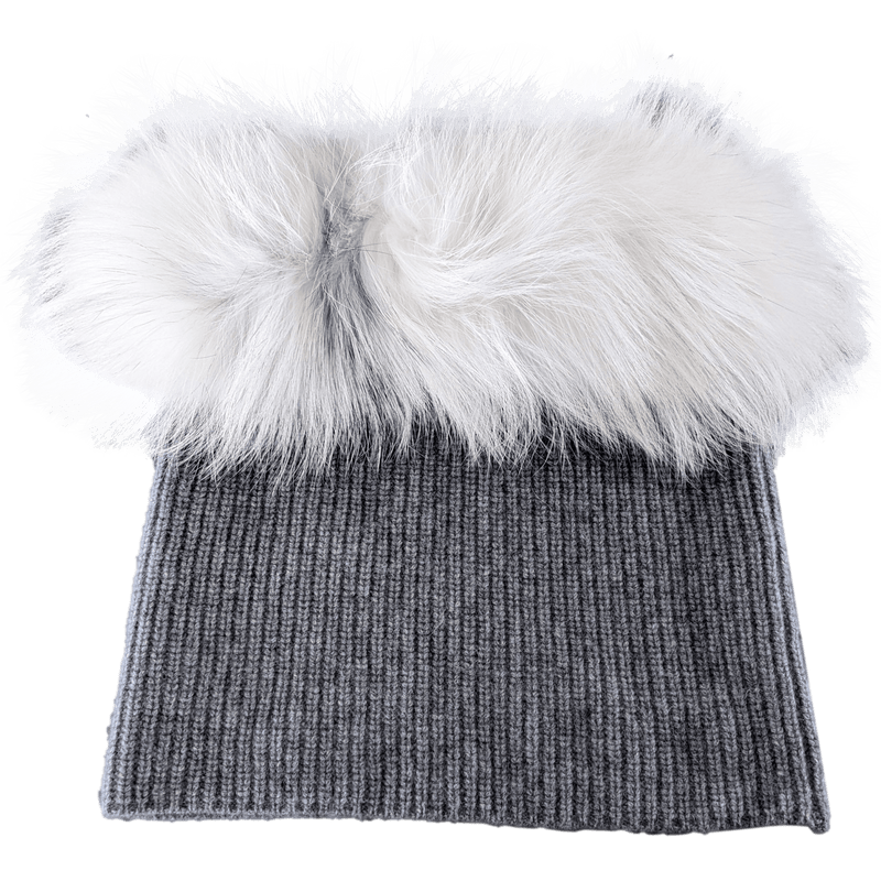 YVES SALOMON Grey Cashmere / Fox Fur Tour de Cou