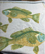 Hermes Vintage Pale Blue/Green "Bali" Cotton Terry Fish Beach Towel 90 x 150 cm