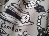 Chanel SS 1993 GrIs/Blanc "Cambon" Crepe of Silk Fabric 140 x 300 cm, RARE!