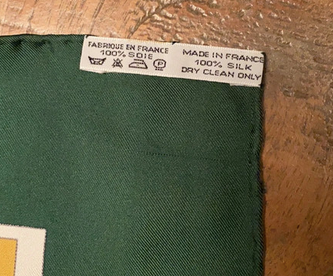 Hermes 1980s Vert/Blanc/Or "Mors & Filets" Twill Scarf 90 x 90 cm