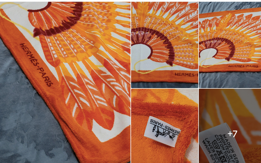 Hermes Orange "Brazil" Tapis de Plage Terry Beach Towel 90 x 150 cm
