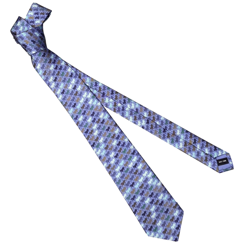 Hermes Rare Bleu/Aqua/Gris "Adada" Child Tie 6 cm