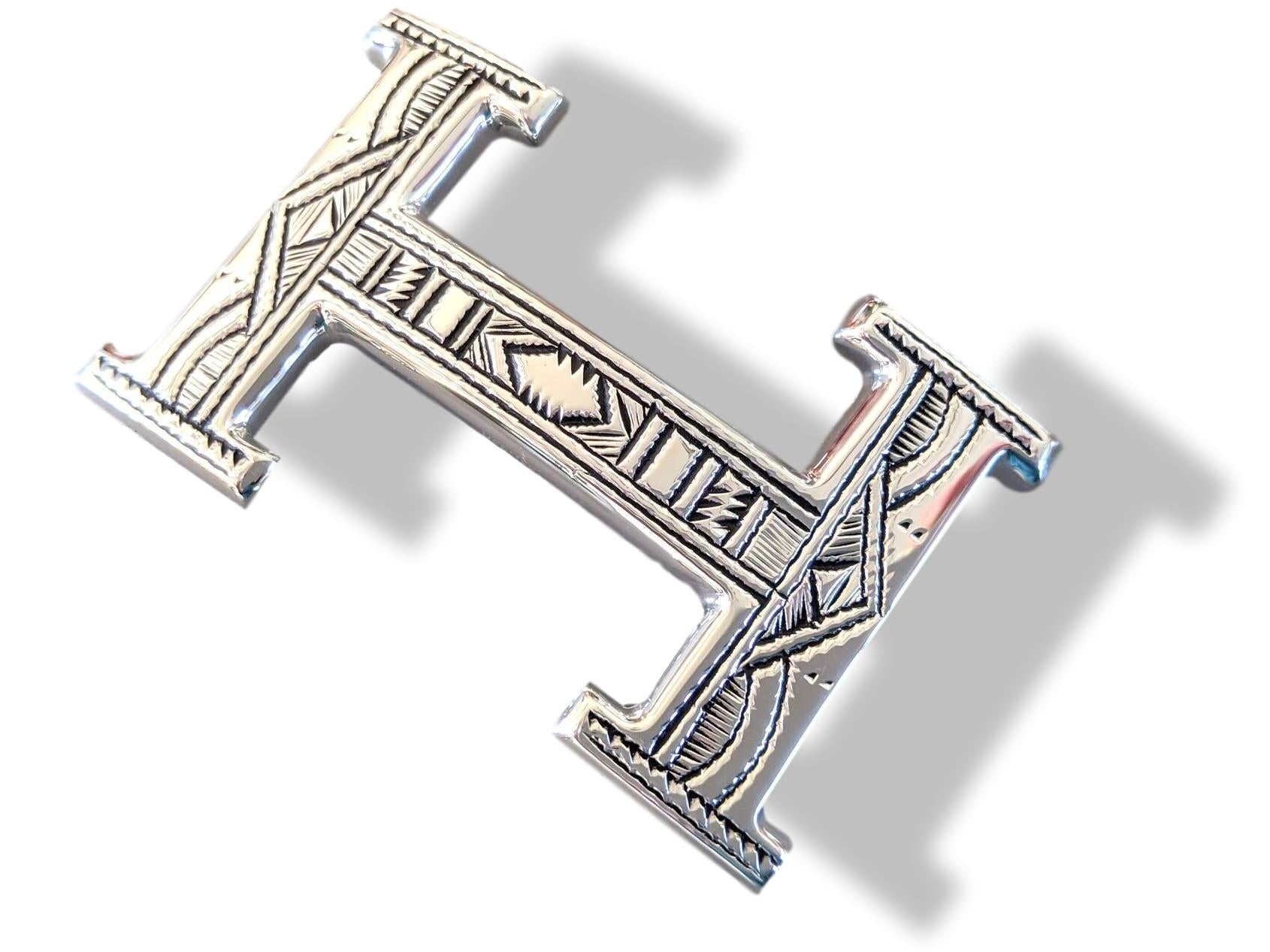 Hermes [12] AG Sterling Silver 925 TOUAREG H Belt Buckle H 32mm, BNIB!