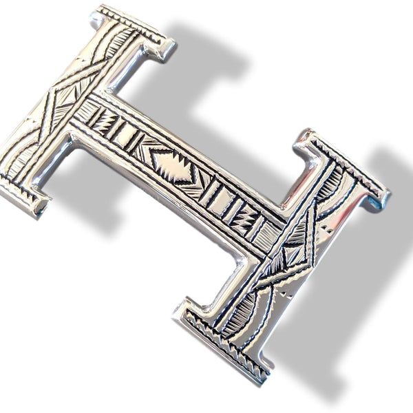 Hermes [12] AG Sterling Silver 925 TOUAREG H Belt Buckle H  display picture 1