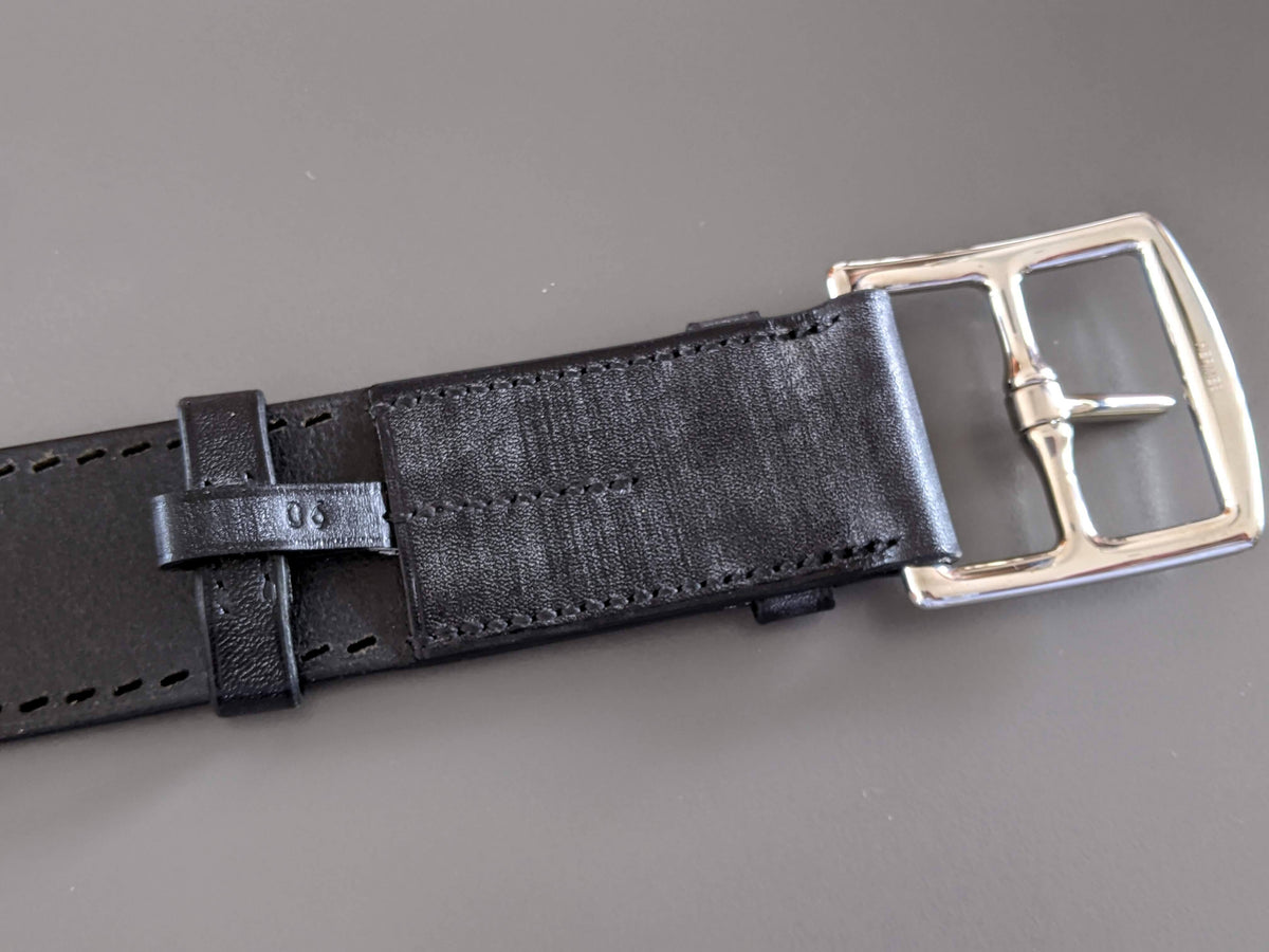 Hermes [151] 2007 Aged Black Leather Perforated Seams Cow Boy ETRIVIERE 40 Belt, BNIB!