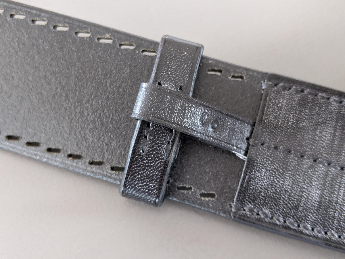 Hermes [151] 2007 Unisex Aged Black Leather Perforated Seams Cow Boy ETRIVIERE 40 Complete Belt, BNIB! - poupishop