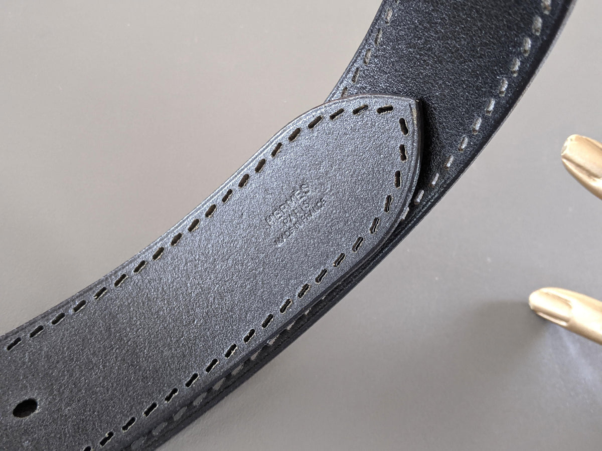 Hermes [151] 2007 Aged Black Leather Perforated Seams Cow Boy ETRIVIERE 40 Belt, BNIB!