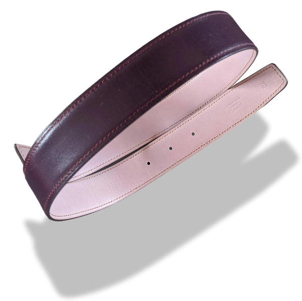 Hermes [185] 2001 Raisin/Mauve-Rose Pale Reversible Box/Box Nepal Leather Strap Belt 32 mm, BNIB!