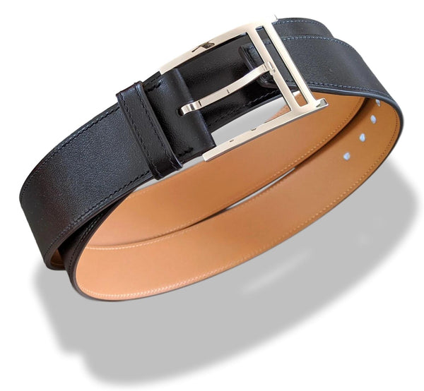Hermes [186] Noir Calfskin Box Leather PRINCETON Complete Belt 38 MM, BNIB!