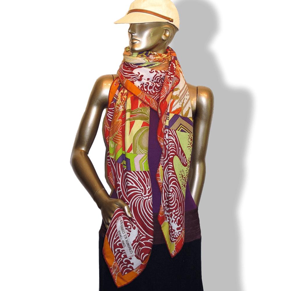 Hermes EX-LIBRIS EN KIMONOS Cashmere Shawl 140 CM