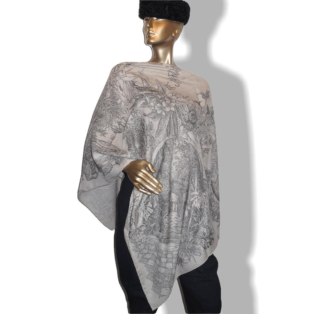 Hermes 2013 cw06 Naturel Anthracite Le Jardin de Leila Cashmere Shawl 140