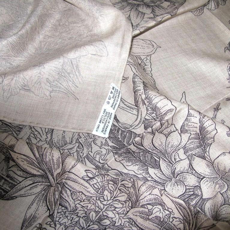 Hermes 2013 cw06 Naturel Anthracite Le Jardin de Leila Cashmere Shawl 140