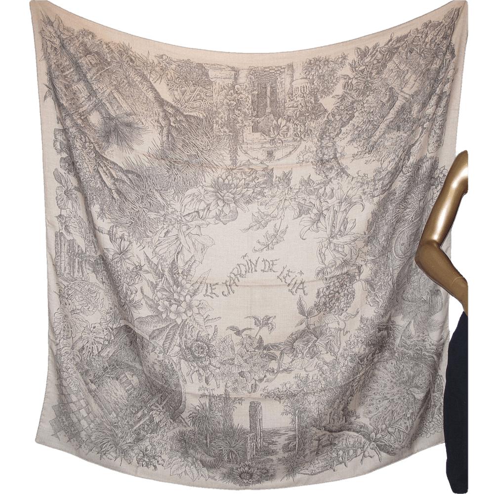 Hermes 2013 cw06 Naturel Anthracite Le Jardin de Leila Cashmere Shawl 140