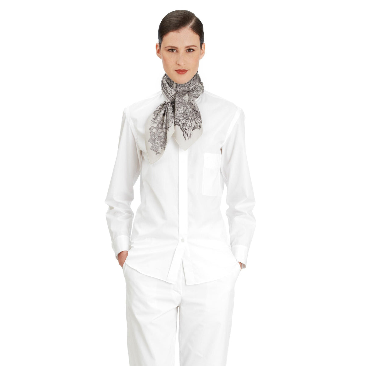 Hermes 2014 cw05 Black White Le Jardin de Leila Twill 90, New! - poupishop