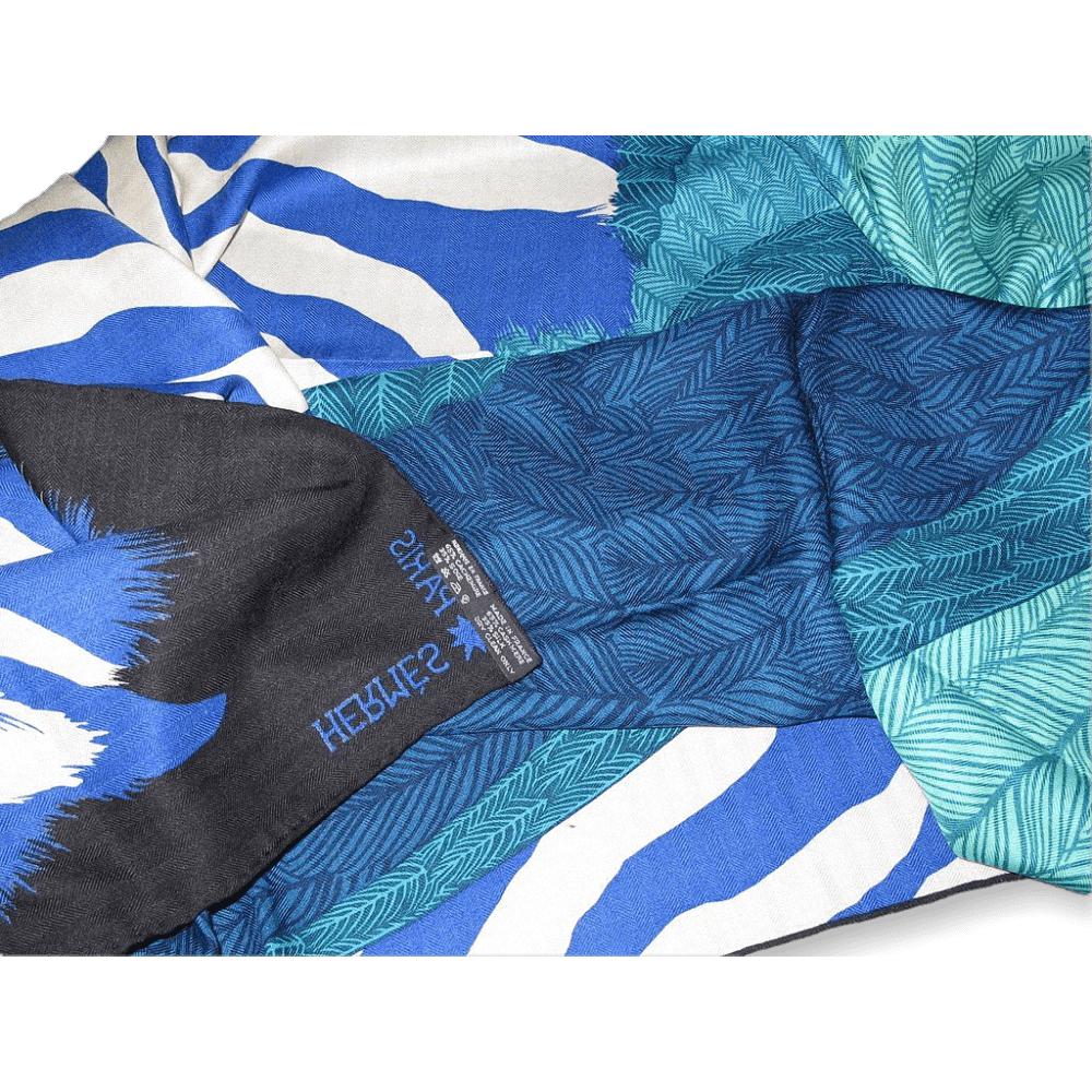 Hermes 2014 cw15 Caban Turquoise Zebra Pegasus Cashmere Shawl 140