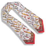 Hermes Lettres d'erevan silk scarf carre white red on Poupishop.com