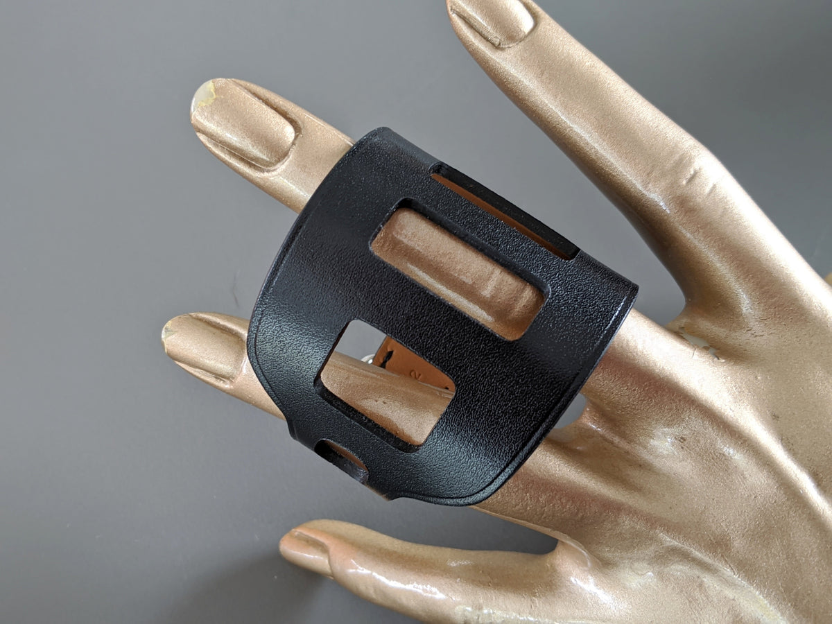 Hermes [90] Unisex Black Swift Calfskin/Ag MANCHETTE PERFOREE Bracelet Sz T2, BNIB!
