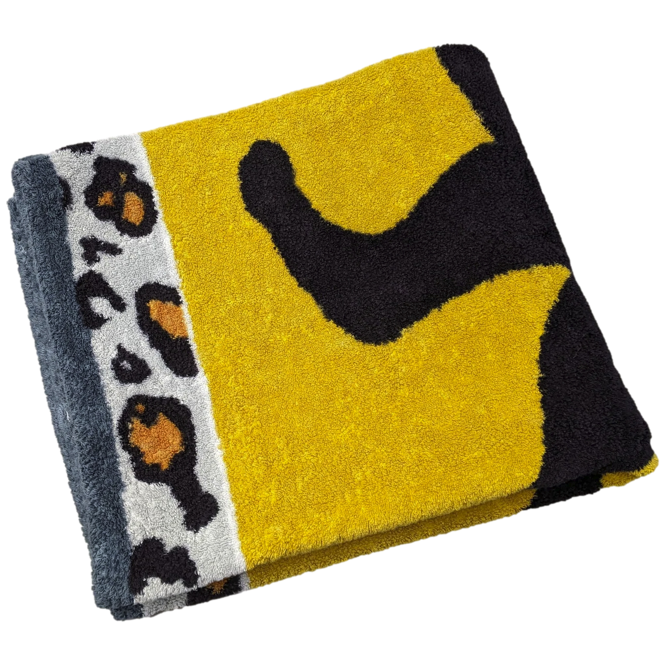 Produits Hermes Vintage Gris/Ochre/Noir "Black Panther" Beach Towel 90 x 150 cm