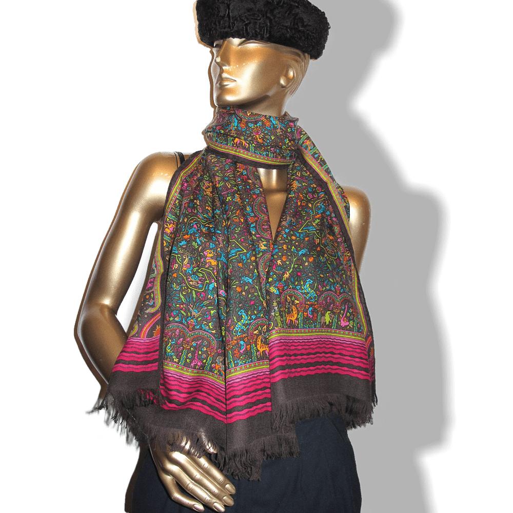 Hermes Jardins d' Armenie Cashmere Fringed Stole
