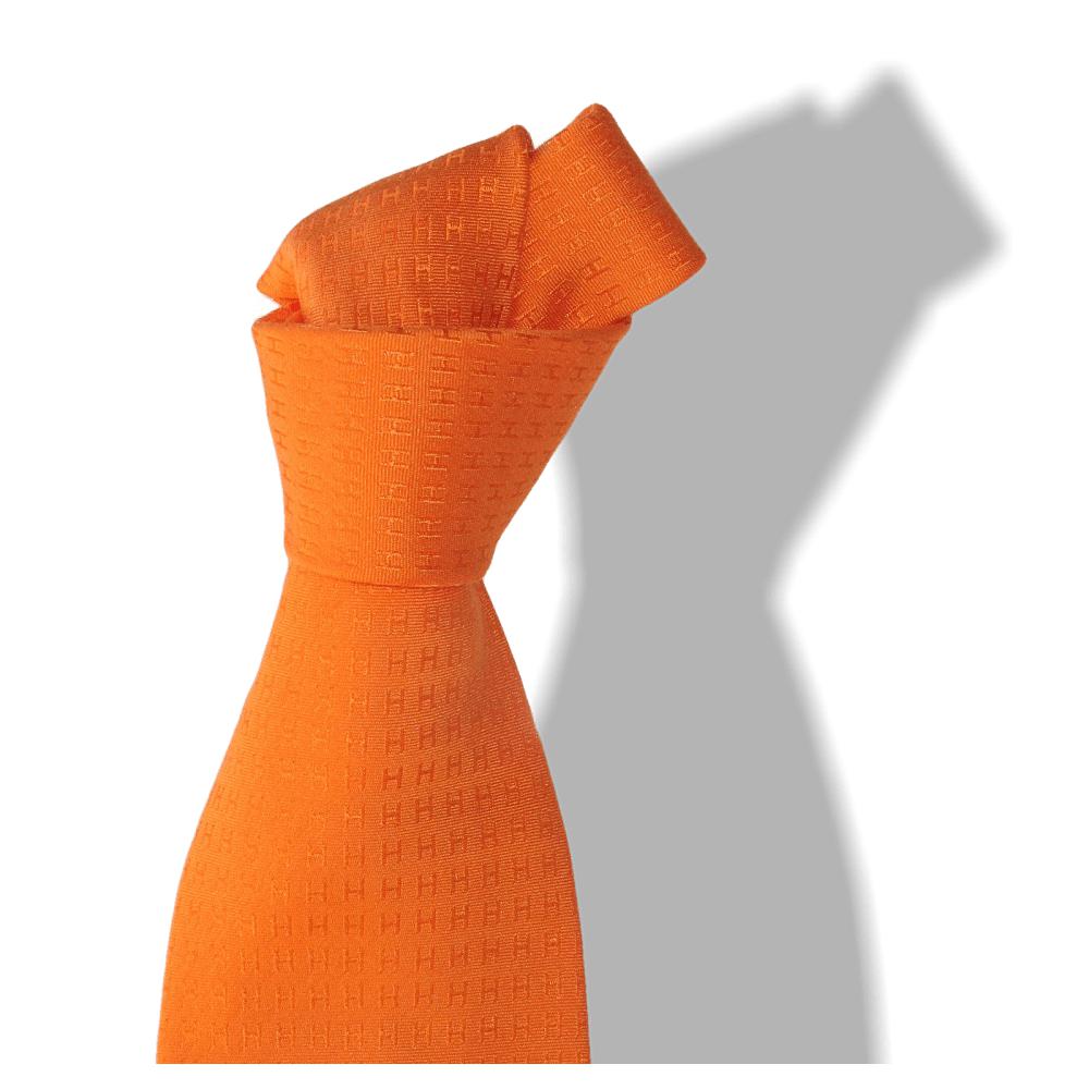 Hermes Couture H Print Jacquard Twill Silk Tie