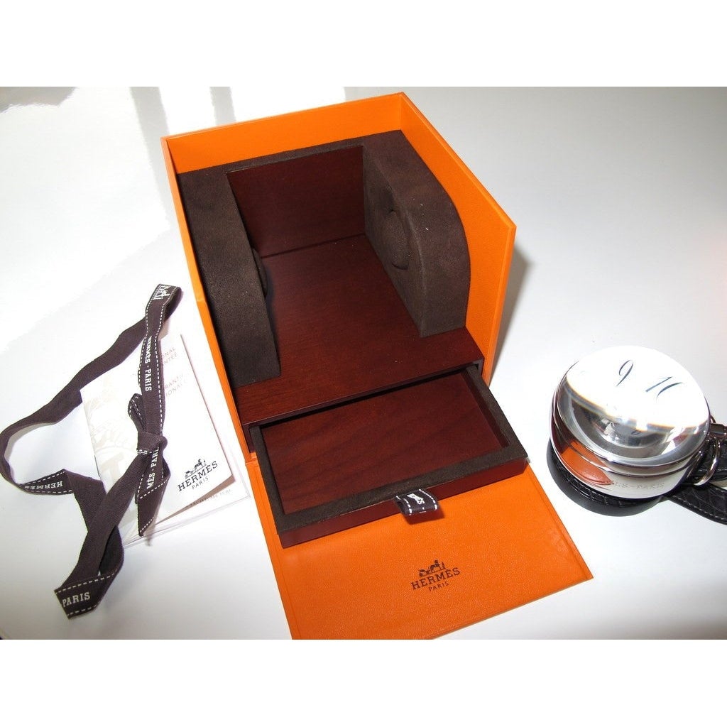 Hermes Desk Boule Clock & Crocodile Support Rare, NIB! - poupishop