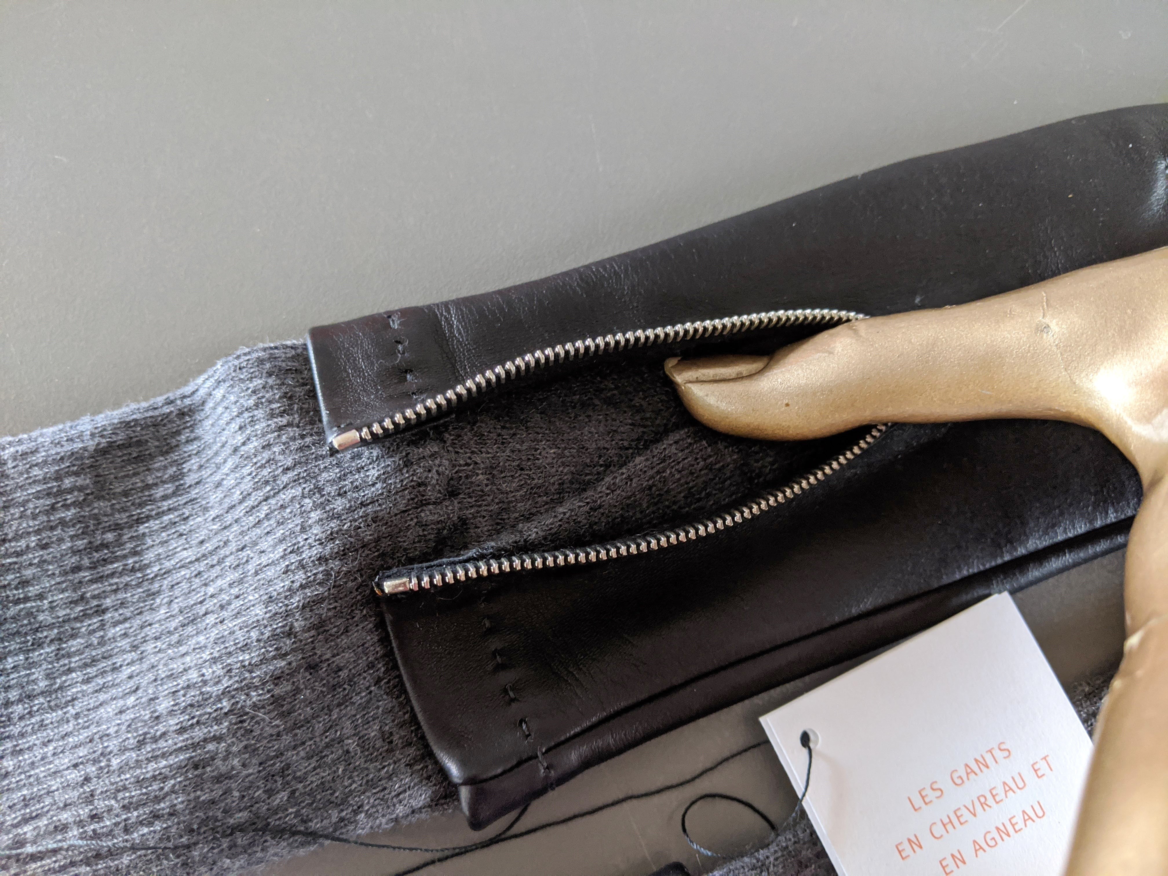 Hermes [GL02] Women's Noir/Anthracite GANTS FEMME RIVALE BI AGNEAU GLACE/CACHEMIRE Gloves, BNWTIB!