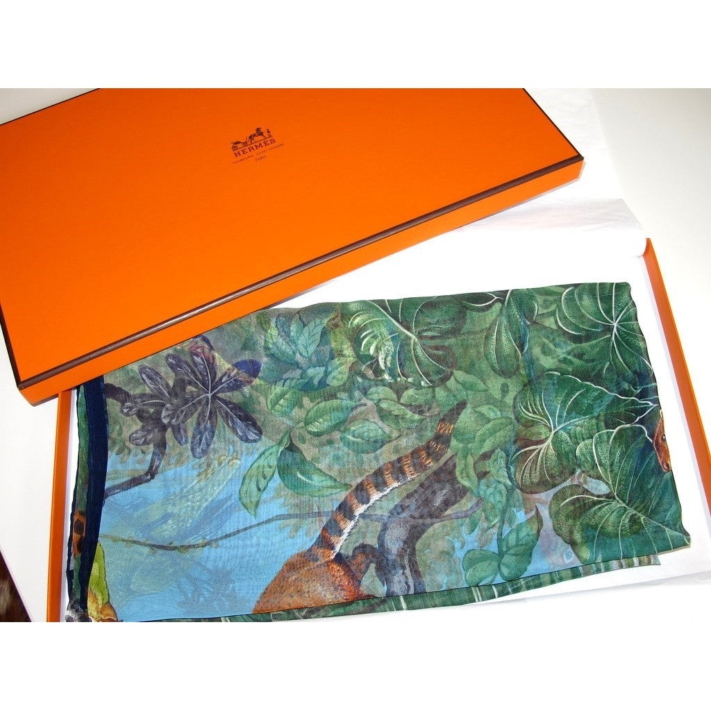 Hermes Navy/Turquoise Equateur Mousseline 140, Box! - poupishop